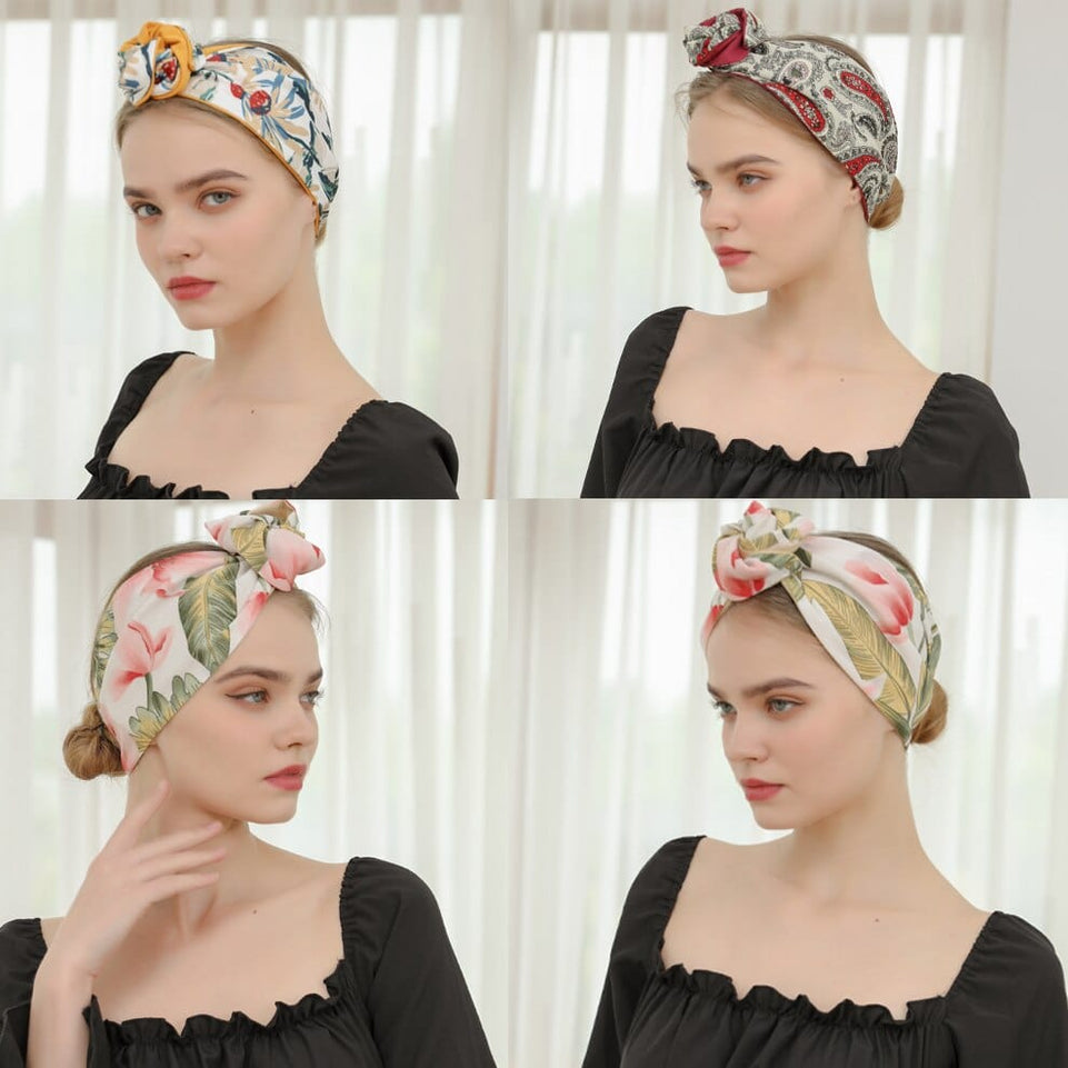 MOLANS New Floral Printing Elastic Bandana Wire Headband Knotted Fashion Tie Scarf Hairband Headdress for Women Hair Accessories