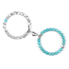 2pcs/set Natural Stone Beads Bracelet for Lovers Heart Magnet Attraction Couple Distance Bracelets Friends Jewelry Gift Bangles