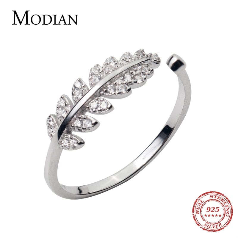 Modian Fashion 3 color Leaves Open Adjustable Finger Rings for Women 925 Sterling Silver Statement Wedding Enagement Jewelry
