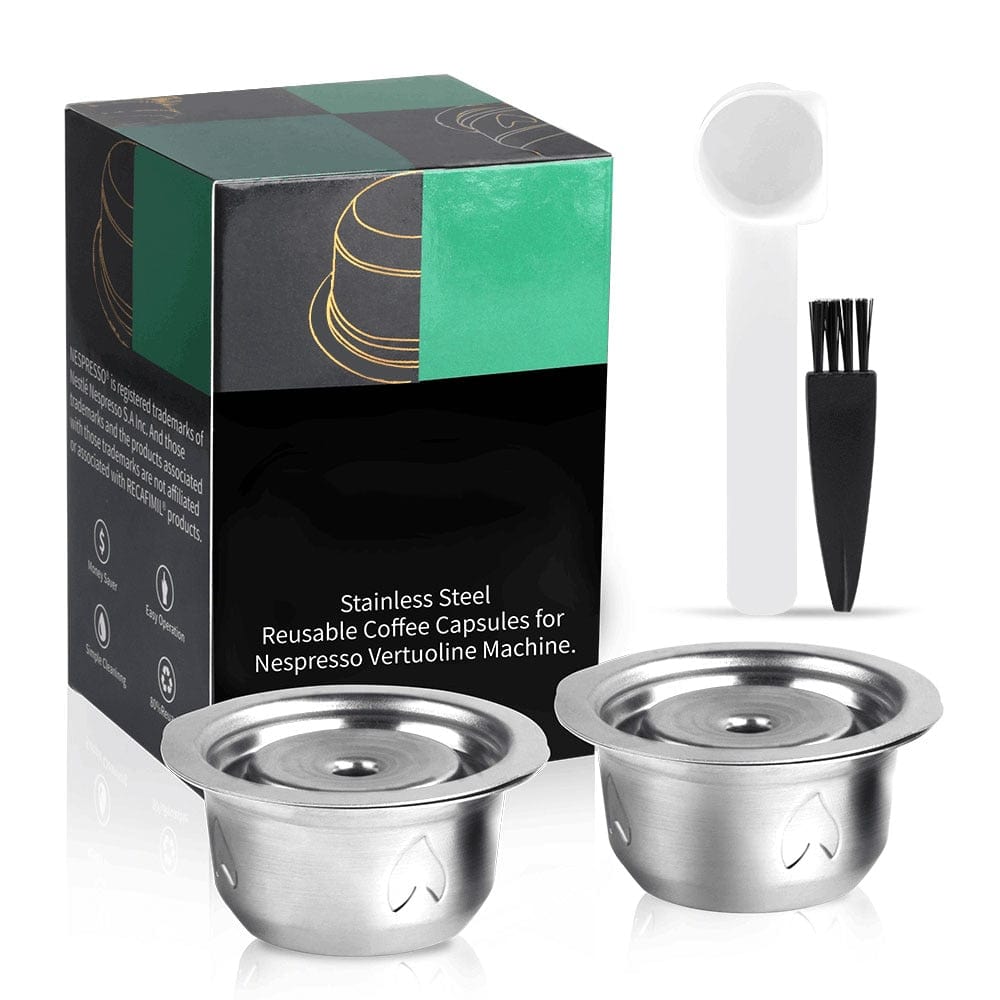 2 IN 1Reusable Vertuo Coffee Capsule Steel Stainless Metal for Nespresso Vertuoline Plus Machine Cream Coffee Filter - Wowza