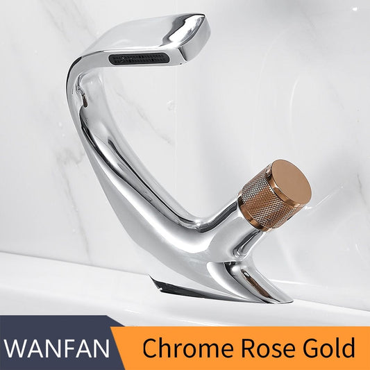 Basin Faucets Matte Black Modern Bathroom Mixer Tap Brass Washbasin Faucet Single Handle Single Hole Elegant Crane  855818