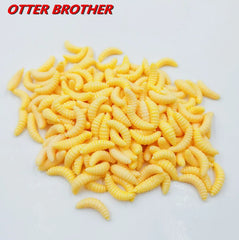 Silicone Bait Maggot Grub Soft Fishing Lure 2cm 0.3g Artificial Bread Smell Worms Gear For Winter Glow Accessories