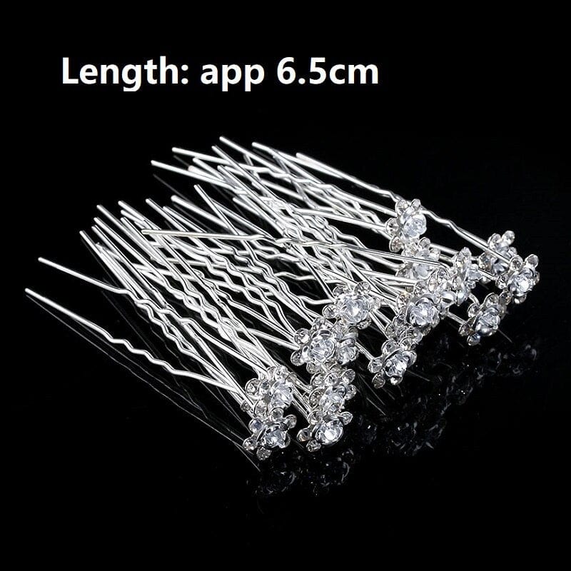 50/20 pcs/pack Women Flowers Hairpin Stick Wedding Bridal Crystal Flowers Hairpin U Shaped Hair Clip Hair Accessories