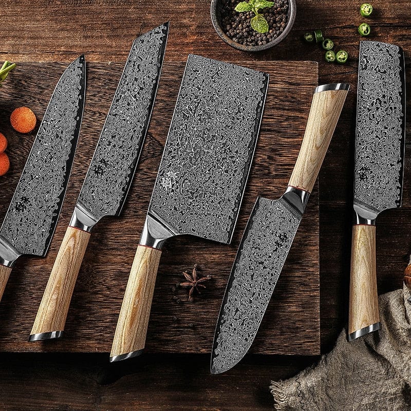 67-layer steel V gold 10 Damascus kitchen knife chef Gyuto Santoku Cleaver Paring Steak Slicing Utility Boning Salmon - Wowza