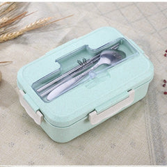 Lunch Box Food Container Bento Box Heated Lunchbox Kids Lunchbox Snack Straw Wheat Korean Sealed Student Plastic Box for Food - Wowza