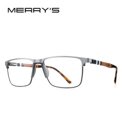 MERRYS DESIGN Men Luxury Square Glasses Frame Business Titanium Alloy Eyewear Acetate Legs Myopia Prescription Eyeglasses S2255