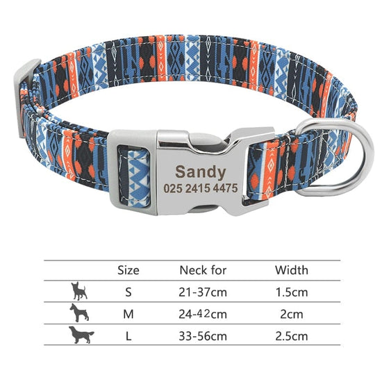 Customized Printed Pet Collar Nylon Dog Collar Personalized Free Engraved Puppy ID Name Collar for Small Medium Large Dogs Pug - Wowza