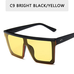 2025 Vintage Male Flat Top Sunglasses Men Brand Black Square Shades UV400 Gradient Sun Glasses For Women Cool One Piece Designer