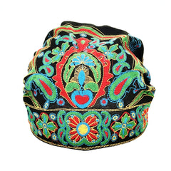 Women Mexican Style Ethnic Vintage Embroidery Flowers Bandanas Red Print Hat