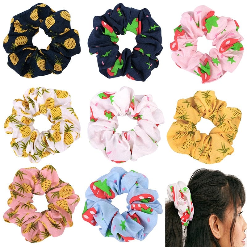 Korean Women Scrunchie Hearwear Girls Hair Tie Lady Scrunchies Ponytail Hair Female Holder Rope Pineapple Print Hair Accessories