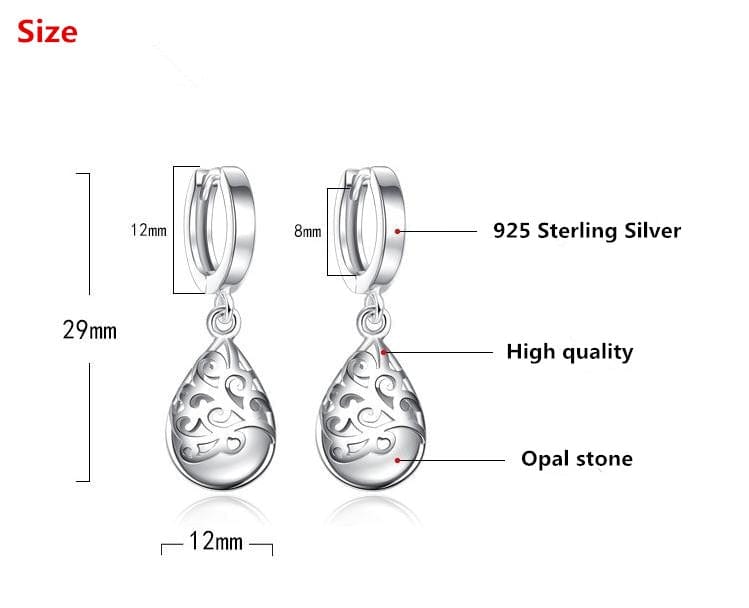 Trendy Opal Stone Flower 925 Sterling Silver Ladies Stud Earrings Original Jewelry For Women Anti Allergy