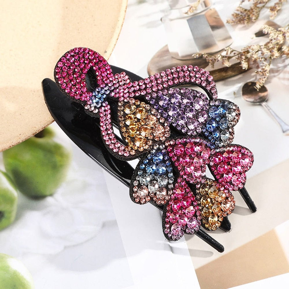 Rhinestone Hairpin Flower Leaf Butterfly Duckbill Hair Claws Retro Hair Clips Accessories For Women Shinning Ponytail Headwear