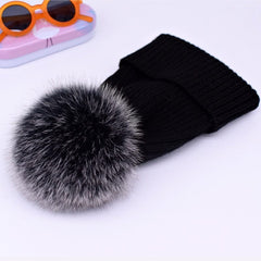 2022 New winter hat luxury quality Fox fur pompom hats beanie High quality Girls women bonnet winter hats for women