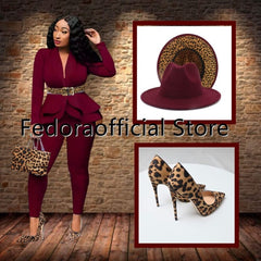 Rose red fedora hat new leopard print hat European and American men's and women's hat fedora jazz winter hat шапка женская