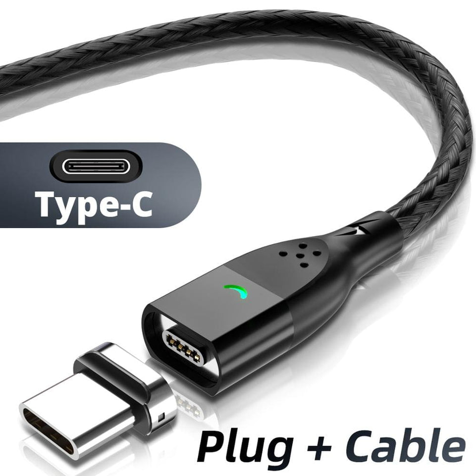 FONKEN Magnetic Cable 3A USB Magnetic Phone Charger Data Cord USB Type C Cable Magnet Fast Charging Cable Micro USB Charge Wire