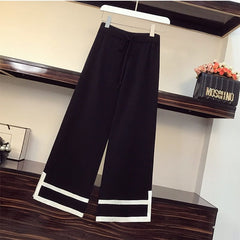 New Arrival Autumn Winter Knitted Two Piece Set Casual Women's Pullovers Tops And Wide-Leg Pants Suits High Quality Hit Color