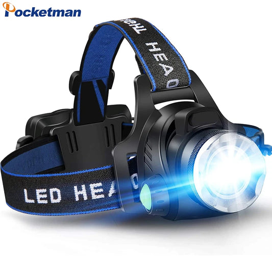 LED Headlamp 18650 DC Rechargeable Headlight Zoomable Head Lamp Waterproof Head Light High Lumens Head Flashlight