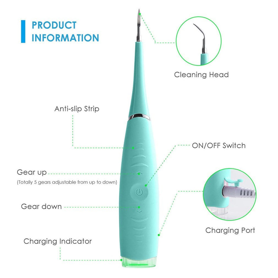 Electric Sonic Dental Scaler Tooth Calculus Remover Tooth Stains Tartar Tool Dentist Whiten Teeth Whitening Health Hygiene white