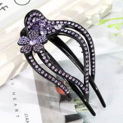 Rhinestone Hairpin Flower Leaf Butterfly Duckbill Hair Claws Retro Hair Clips Accessories For Women Shinning Ponytail Headwear