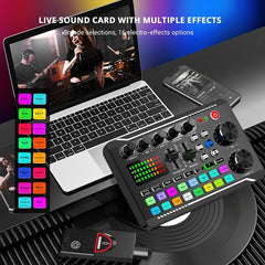 Mixing Desk Sound Card and Audio Interface with DJ Mixer Effects and Voice Changer,Bluetooth Stereo Audio for Youtube Streaming