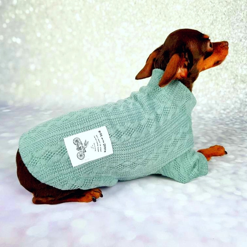Classic Solid Dachshund Sweater Winter Warm Clothes for Small Dogs Chihuahua Jumper Knitted Crochet Small Dog Jersey Cat Costume
