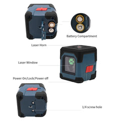 HANMATEK LV1 Laser Level Cross Line Laser with Measuring Range 50ft, Self-Leveling Vertical and Horizontal Line