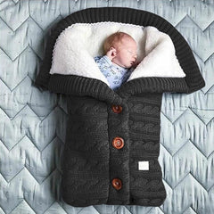 Autumn and Winter Stroller Baby Sleeping Bag Outdoor Button Baby Knitted Sleeping Bag Wool Brushed and Thick Baby's Blanket