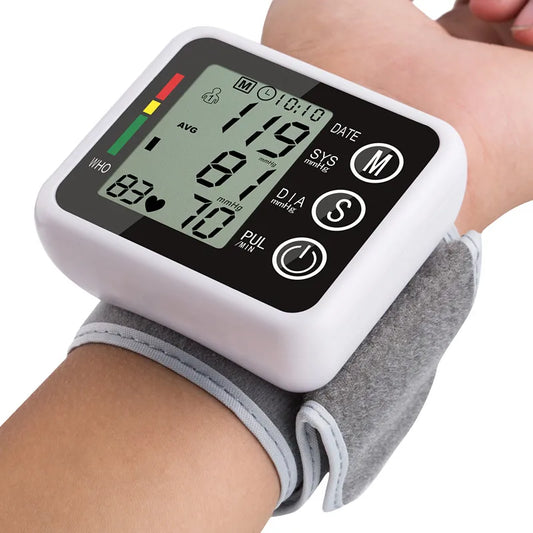 Wrist Digital Blood Pressure Monitor  English / Russian / Portuguese / Spanish Voice  Broadcast Tonometer