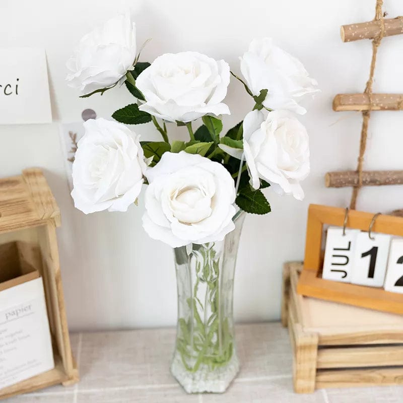 5pc Beautiful Silk Artificial Rose Flowers Wedding Home Table Decor Long Bouquet Arrange Fake Plant Valentine's Day Presents