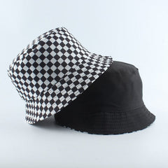 2023 New Brand Black White Plaid Check Bucket Hats Fishing Caps Women Mens Reversible Fisherman Hat