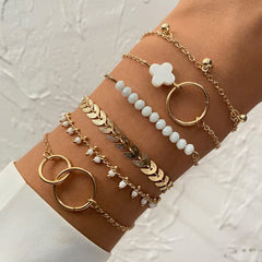 IPARAPunk Gold Color Crystal Thick Chain Bracelet Female Bohemian Geometric Chain OT Buckle Bracelet Set Jewelry Girl Party Gift