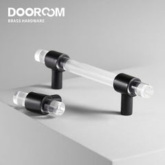 Dooroom Brass Acrylic Furniture Handles Modern Fashionable Long Pulls Cupboard Wardrobe Dresser Shoe Box Drawer Cabinet Knobs