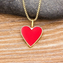 Romantic Heart Couple Necklace 5 Colors Simple Valentine's Day Sweater Chain Best Friend Lovers Wedding Party Gift Jewelry