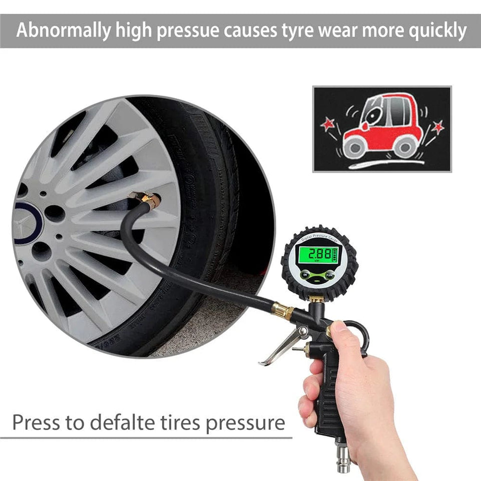 Car Tyre Pressure Gauge Air Inflator EU Adapter Vehicle Tester LCD Digital Test Inflation Monitoring Manometer Motorcycle Bike
