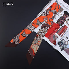 Silk Scarf For Women Letter chain Printed Handle Bag Ribbons Brand Fashion Head Scarf Small Long Skinny Scarves