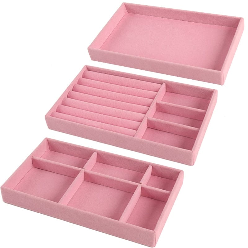 Hot Sales Fashion Portable Velvet Jewelry Ring Jewelry Display Organizer Box Tray Holder Earring Jewelry Storage Case Showcase