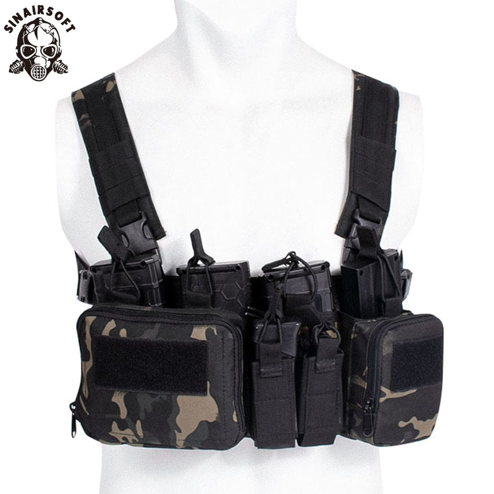 SINAIRSOFT CS Match Wargame TCM Chest Rig Airsoft Tactical Vest Military Gear Pack Magazine Pouch Holster Molle 500D Nylon Swat