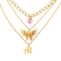 Bohemian Multilayer Necklaces For Women Men Butterfly Portrait Coin Cross Crystal Chokers Necklace Trendy New Jewelry Gifts