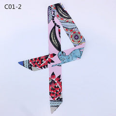 Silk Scarf For Women Letter chain Printed Handle Bag Ribbons Brand Fashion Head Scarf Small Long Skinny Scarves