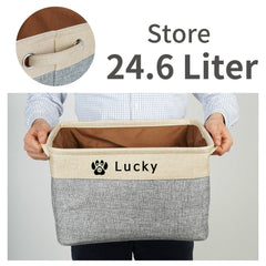 Personalized Pet Dog Toy Storage Basket Dog Canvas Bag Foldable Pet Cat Toys Linen Storage Box Bins Dog Accessories Pet Supplies - Wowza