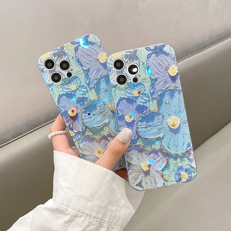 Luxury Fashion Retro Flowers Laser Phone Case For iPhone 14 Pro MAX 13 12 11 X XS XR 7 8 Plus SE 2020 Soft Shockproof Cover