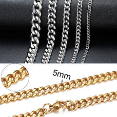 Vnox Cuban Chain Necklace for Men Women, Basic Punk Stainless Steel Curb Link Chain Chokers,Vintage Gold Color Solid Metal Colla