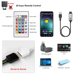 Bluetooth USB LED Strip Light 5050 SMD 5V USB RGB Lights Flexible LED Lamp Tape Ribbon RGB Self-adhesive TV Desktop Diode