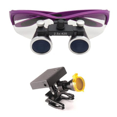 Dental Loupes Magnifier Lab Medical Magnification Binocular 2.5/3.5x420 Headlight Headlamp 5W Cloth Case