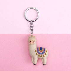 New Qualitied Original cartoon Lamb cute Luck Zodiac Alpaca keychain key ring Simulation Animals Pendant Jewelry Birthday gift