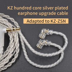 KZ ZS10 ZSN ZEX PRO In Ear Cable High-Purity Oxygen-Free Copper Twisted Upgrade Cable 2pin Cable For KZ ZEX Silver plated Cable