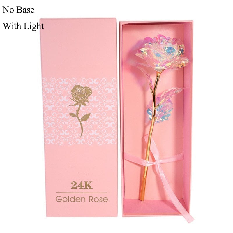 24k Gold Plated Rose With Love Holder Box Gift Valentine's Day Mother's Day Gifts Flower Gold Dipped Rose