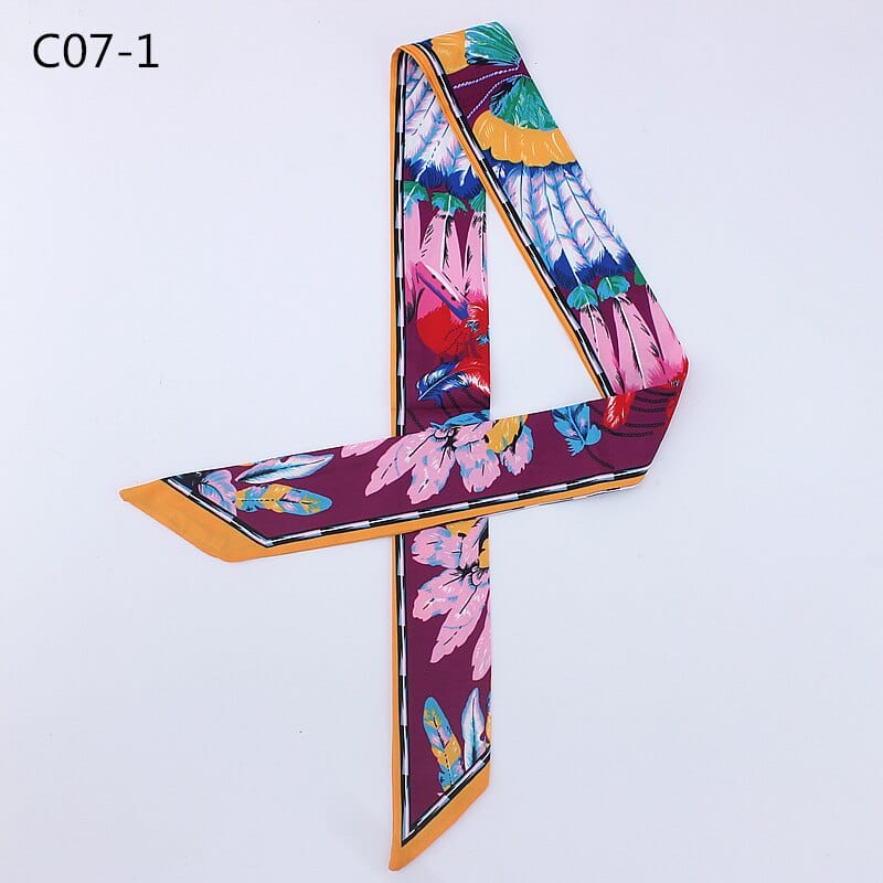 Silk Scarf For Women Letter chain Printed Handle Bag Ribbons Brand Fashion Head Scarf Small Long Skinny Scarves