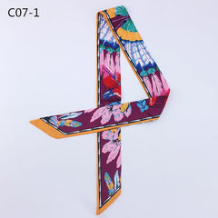 Silk Scarf For Women Letter chain Printed Handle Bag Ribbons Brand Fashion Head Scarf Small Long Skinny Scarves