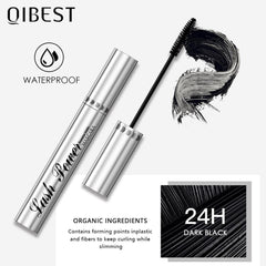 QIBEST Black Mascara Eyelashes Mascara 4D Silky Eyelashes Lengthening Eyelashes Makeup Waterproof Mascara Volume Eye Cosmetics